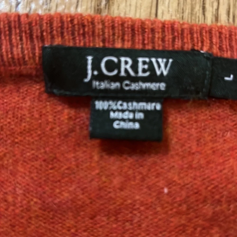 J. Crew 100% cashmere v-neck orange sweater